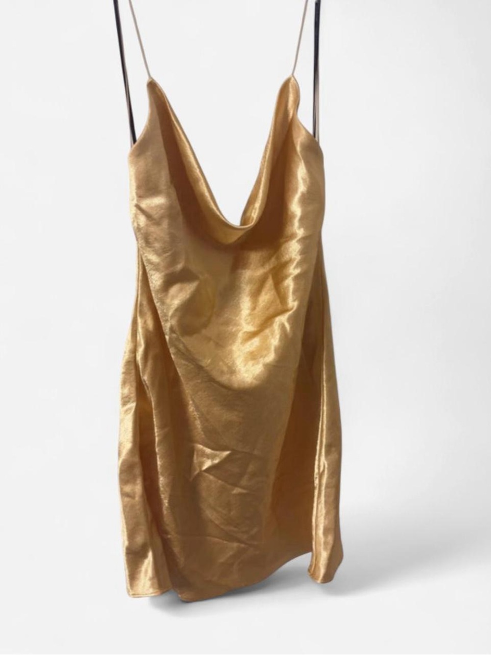 Gold Satin Cowl Neck Slip Top